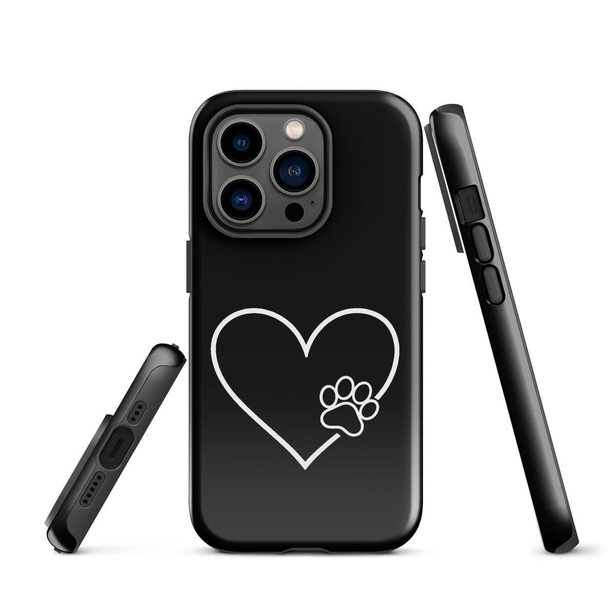 Phone Case with heart and paw print design for pet lovers, offering stylish protection for iPhone users.
