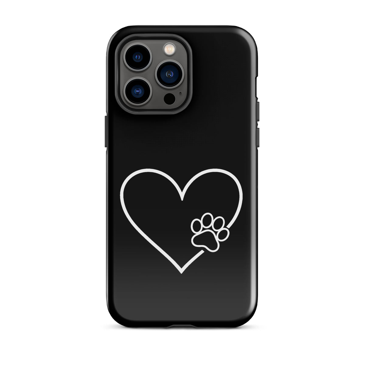 Phone Case with heart and paw print design for pet lovers, sleek protection for iPhone, stylish statement accessory.