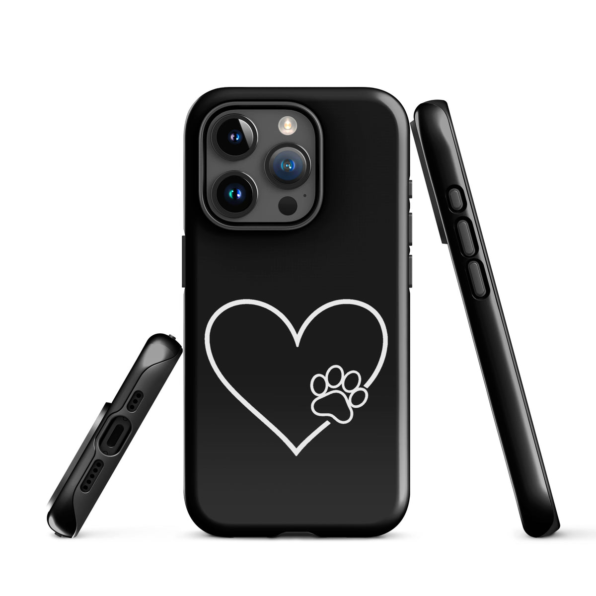 Phone Case for iPhone with heart and paw print design, ideal for pet lovers seeking stylish protection.