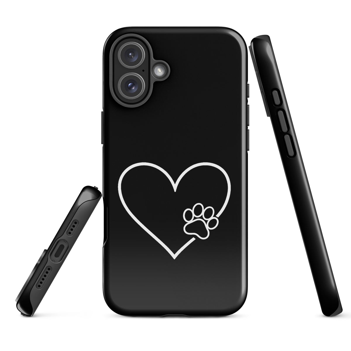 Phone Case for iPhone with elegant heart and paw print design for pet lovers, offering stylish protection.