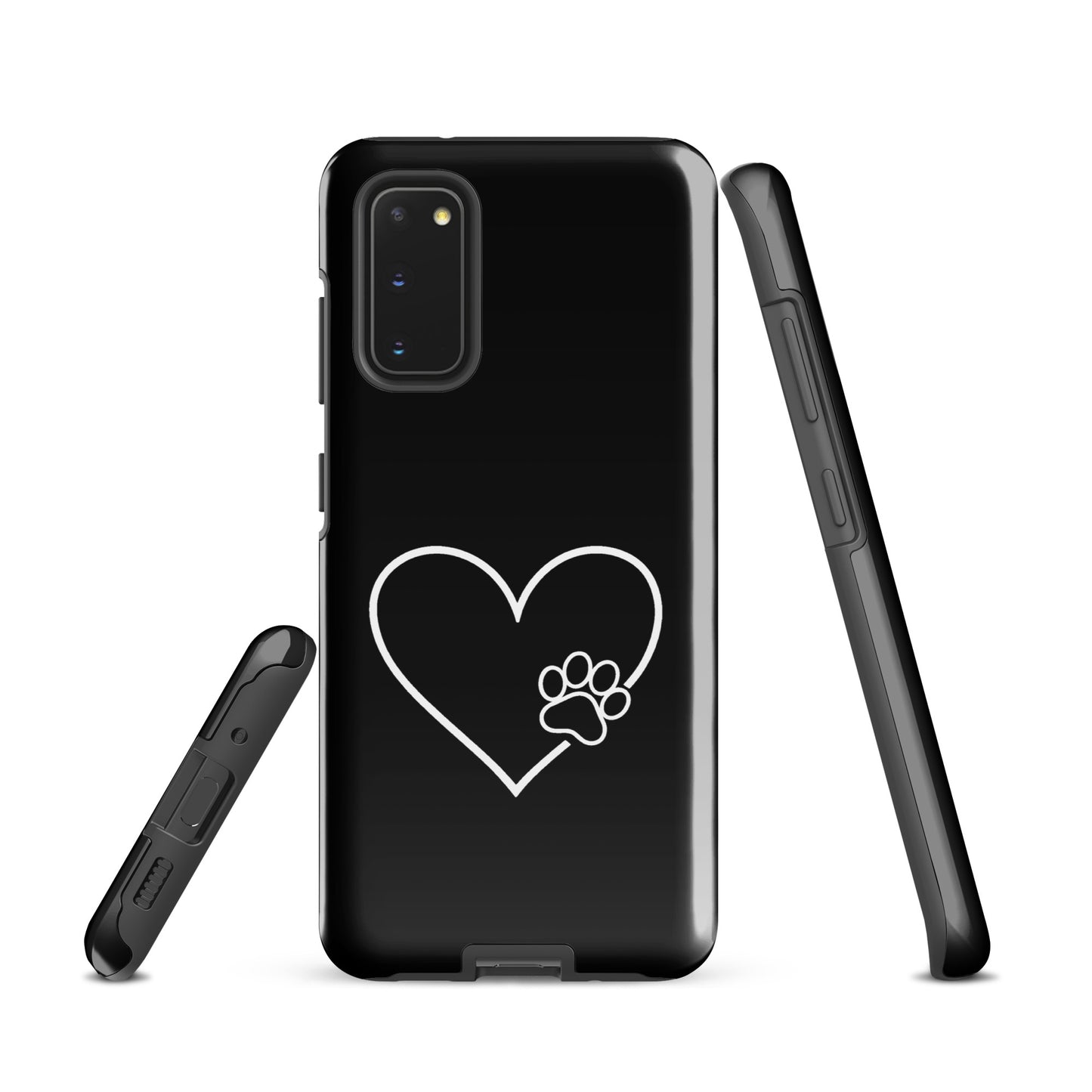 Phone Case for Samsung Galaxy with heart and paw print design symbolizing pet love and loyalty.