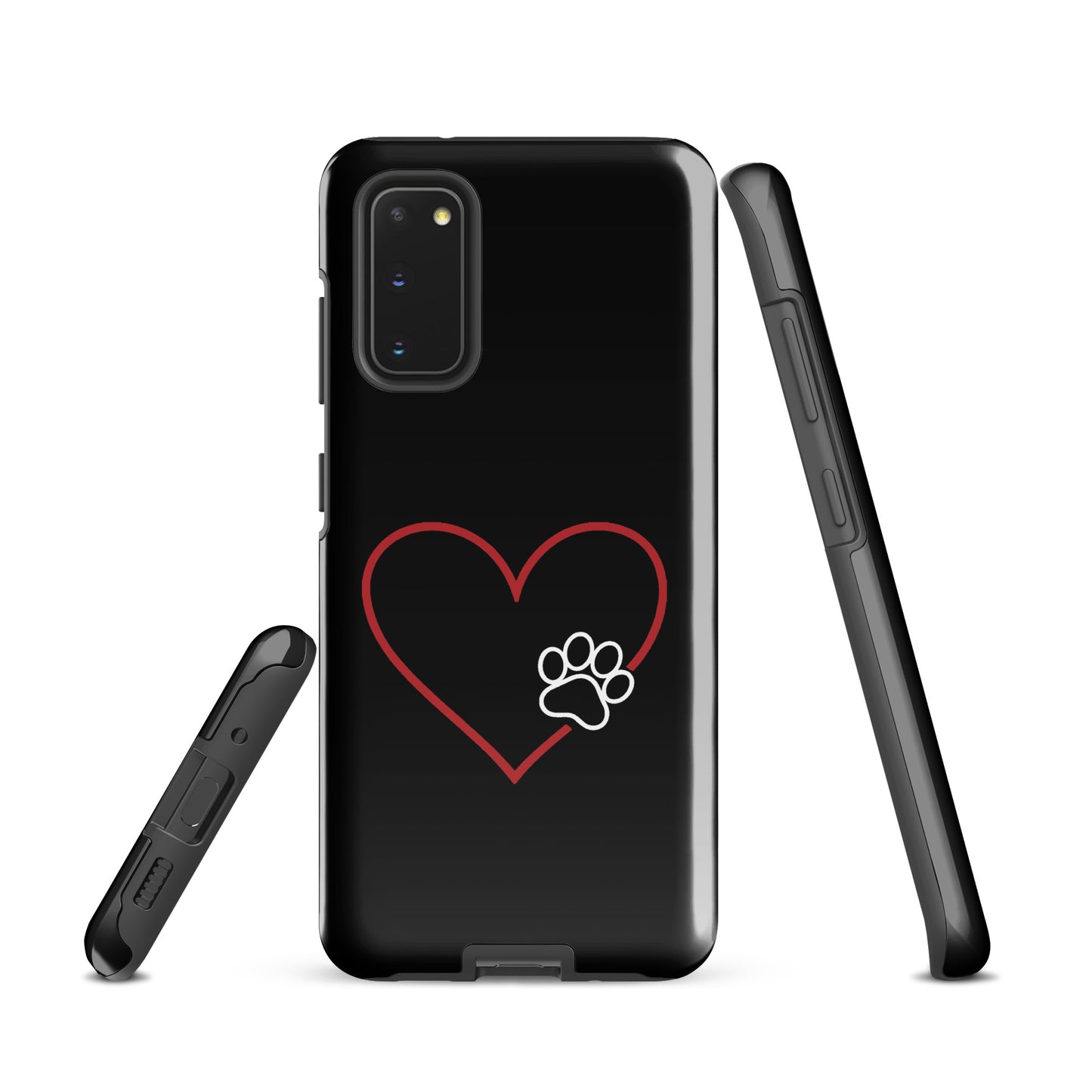 Phone Case for Samsung Galaxy with heart and paw print design, symbolizing love and loyalty. Perfect for pet lovers.