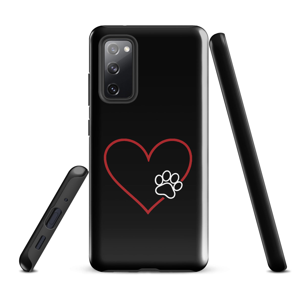 Phone Case for Samsung Galaxy featuring elegant heart and paw print design for pet lovers, offering style and protection.