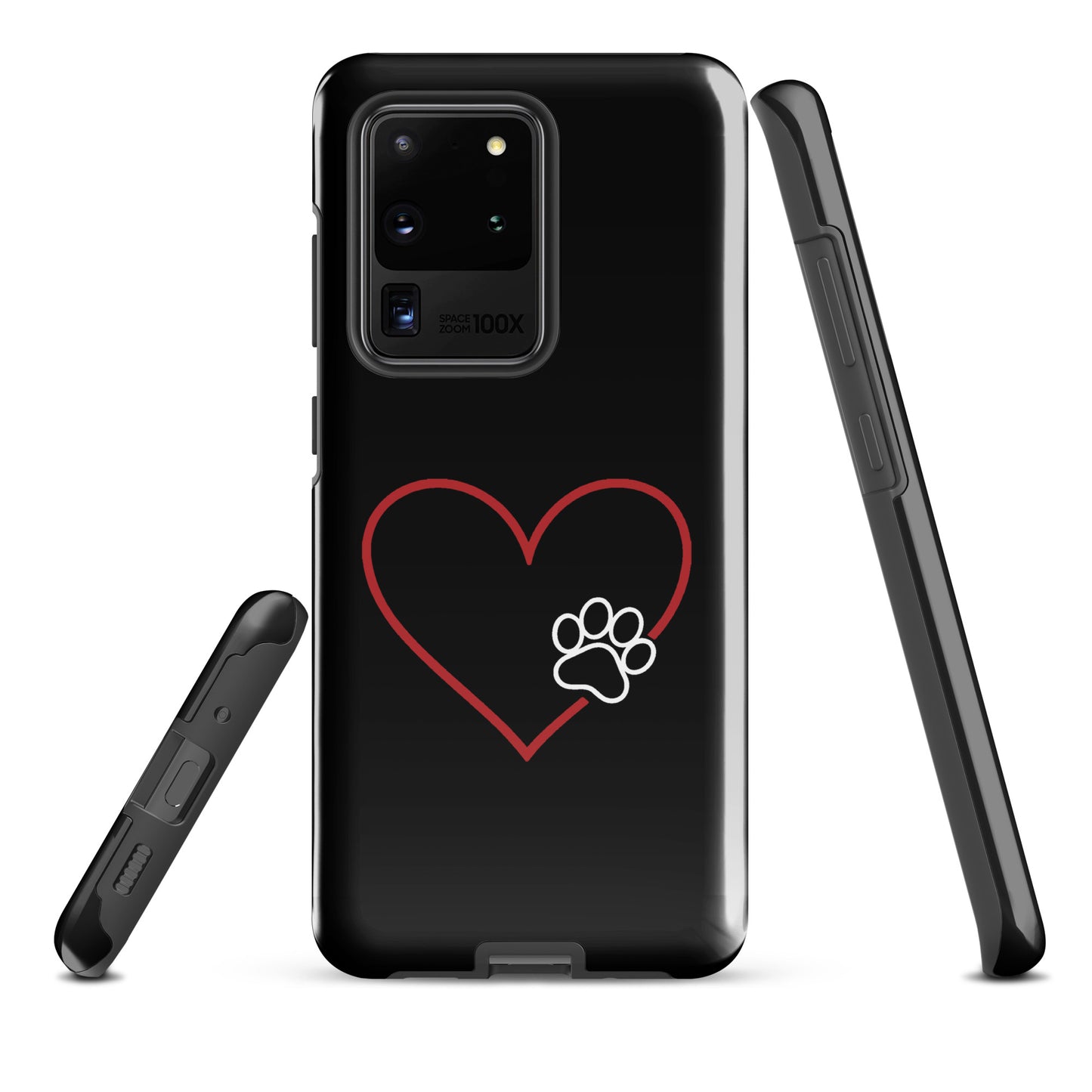 Phone Case for Samsung Galaxy with heart and paw print design showcasing pet love
