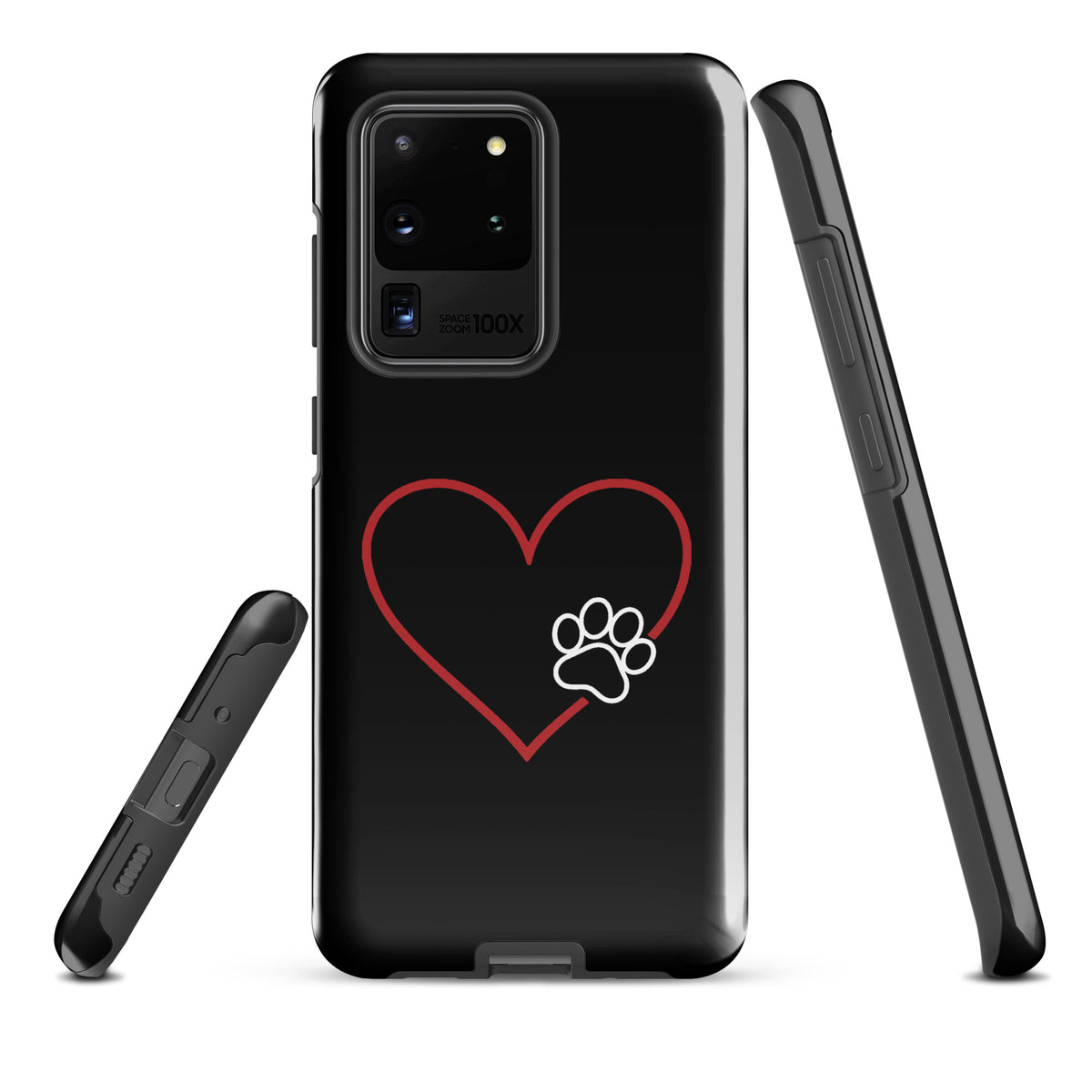 Phone Case for Samsung Galaxy with heart and paw print design showcasing pet love
