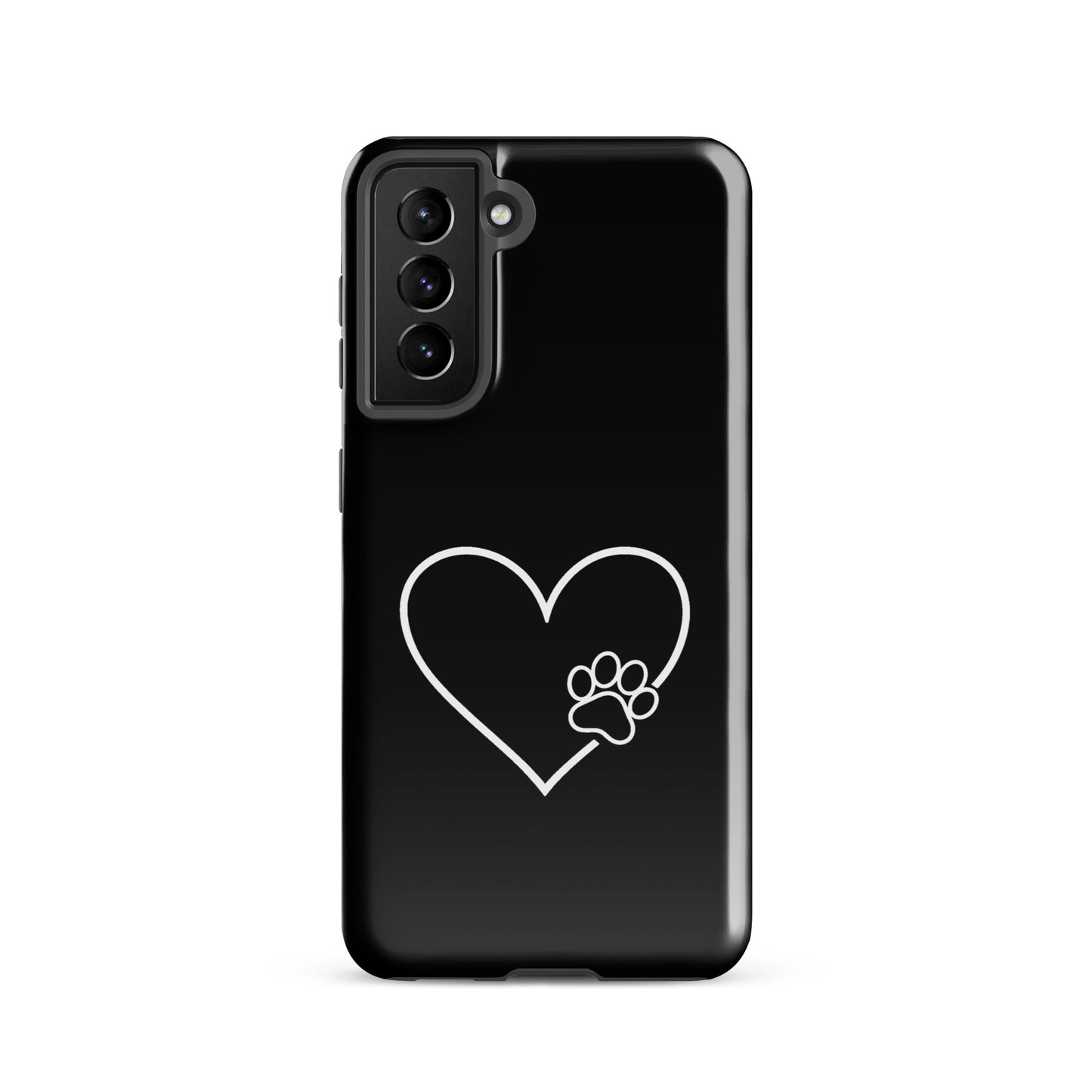 Phone Case for Samsung Galaxy with elegant heart and paw print design, perfect for pet lovers seeking stylish protection.