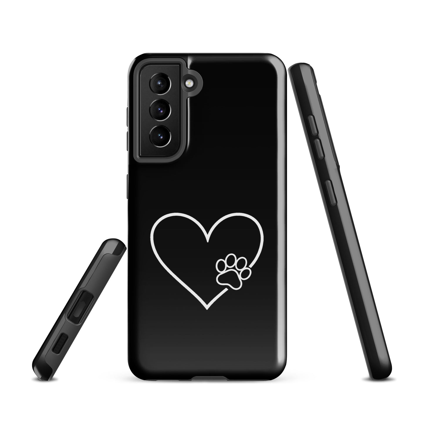 Phone Case for Samsung Galaxy with heart and paw print design, ideal for pet lovers seeking stylish protection.