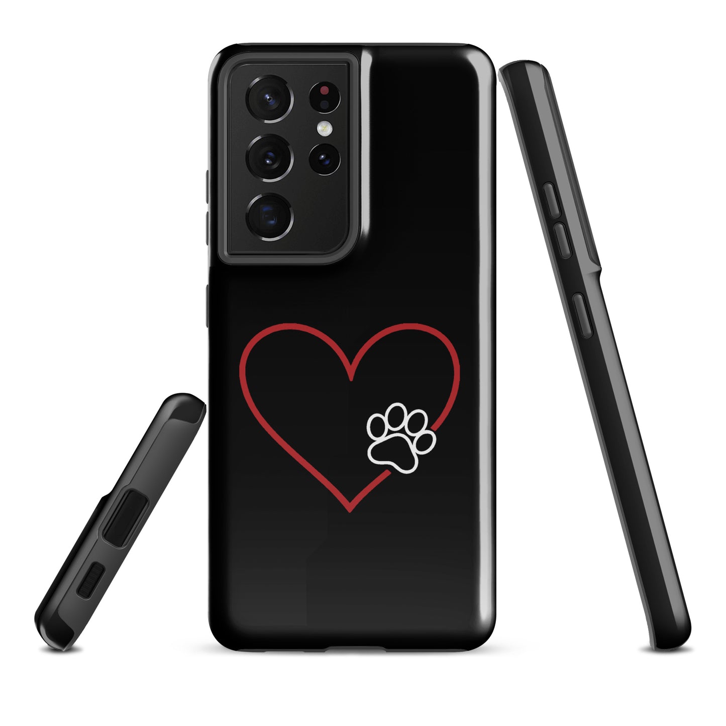 Phone Case for Samsung Galaxy with heart paw print design, expressing love and loyalty for pet lovers, minimalist stylish protection.