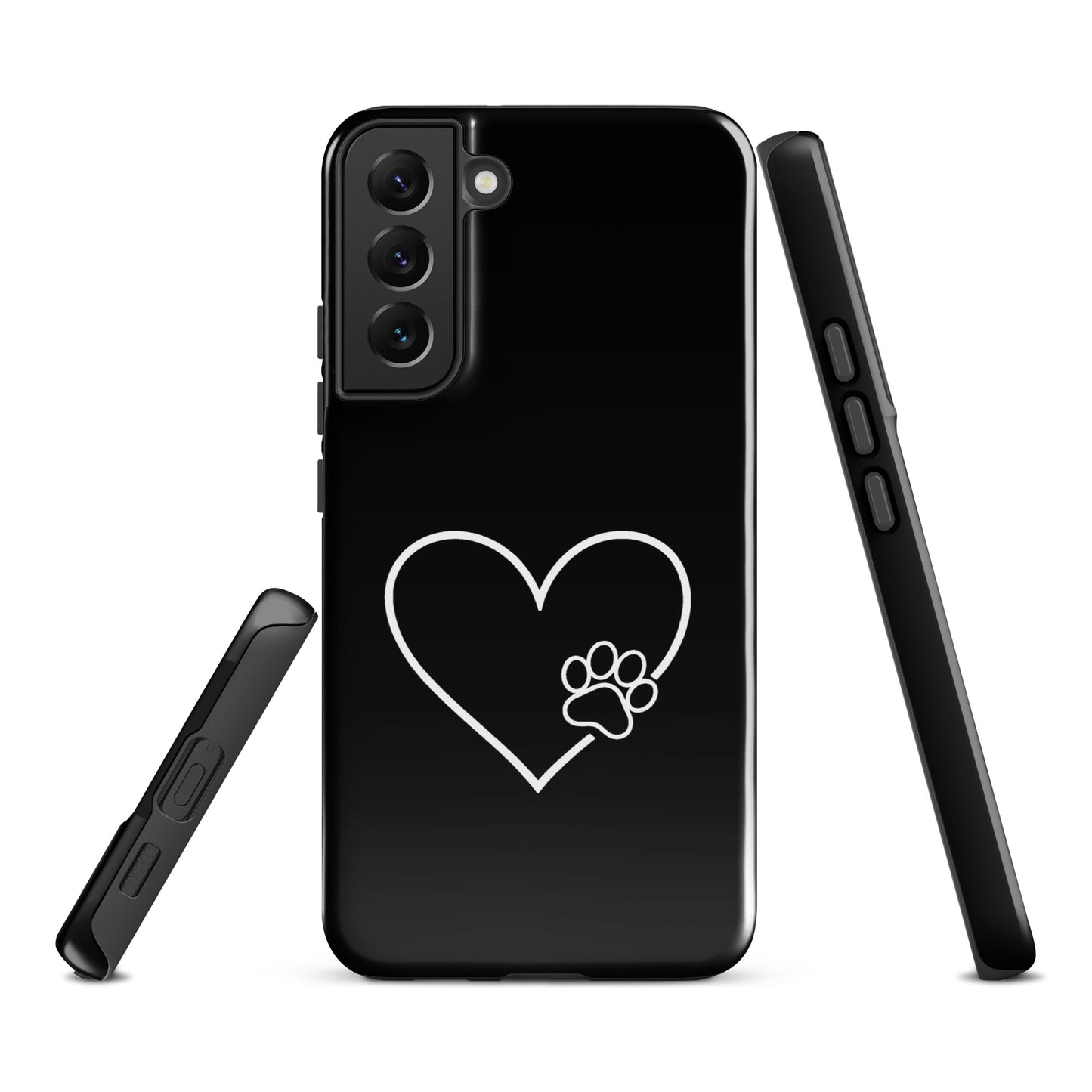 Phone Case for Samsung Galaxy with heart and paw print design, elegant protection for pet lovers.