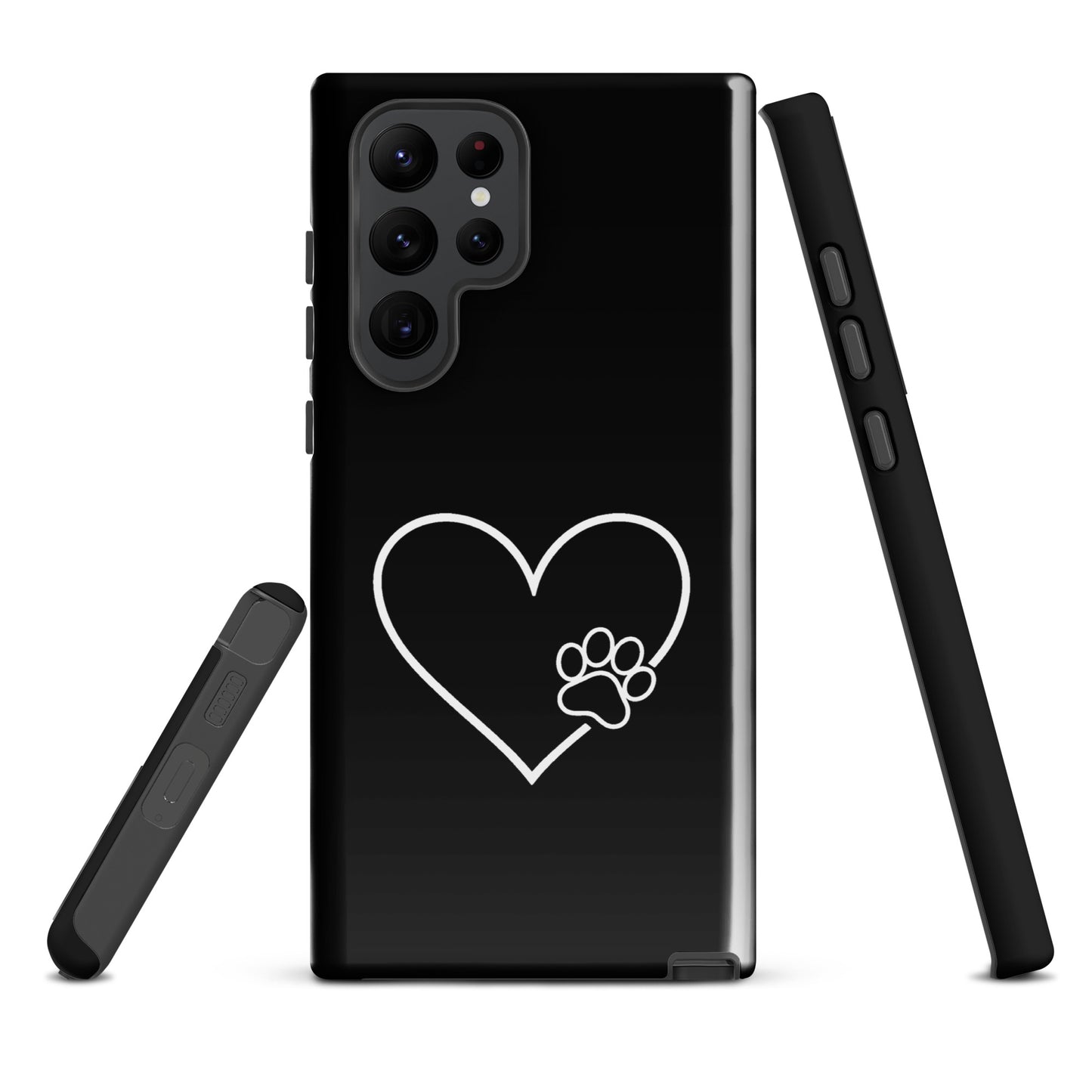 Phone Case for Samsung Galaxy with elegant heart and paw print design, showcasing loyalty and love for pet enthusiasts.