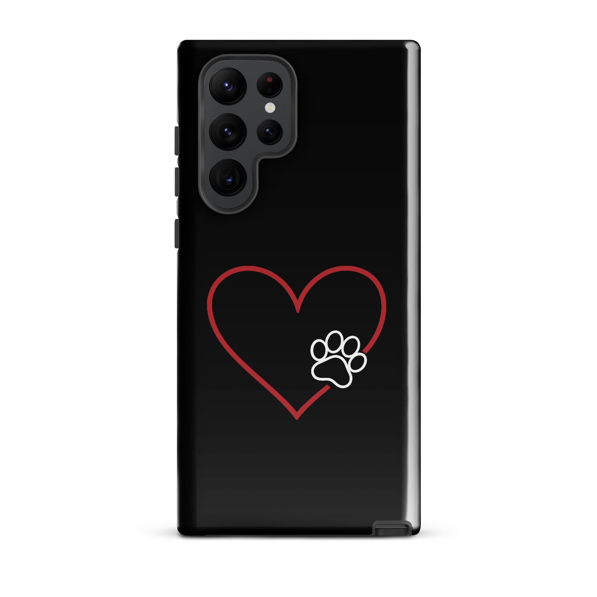 Phone Case for Samsung Galaxy with heart and paw print design symbolizing pet love and loyalty.