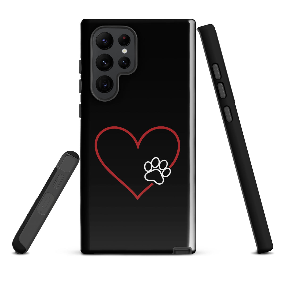 Phone Case for Samsung Galaxy with heart and paw print design, perfect for pet lovers, offering stylish protection.