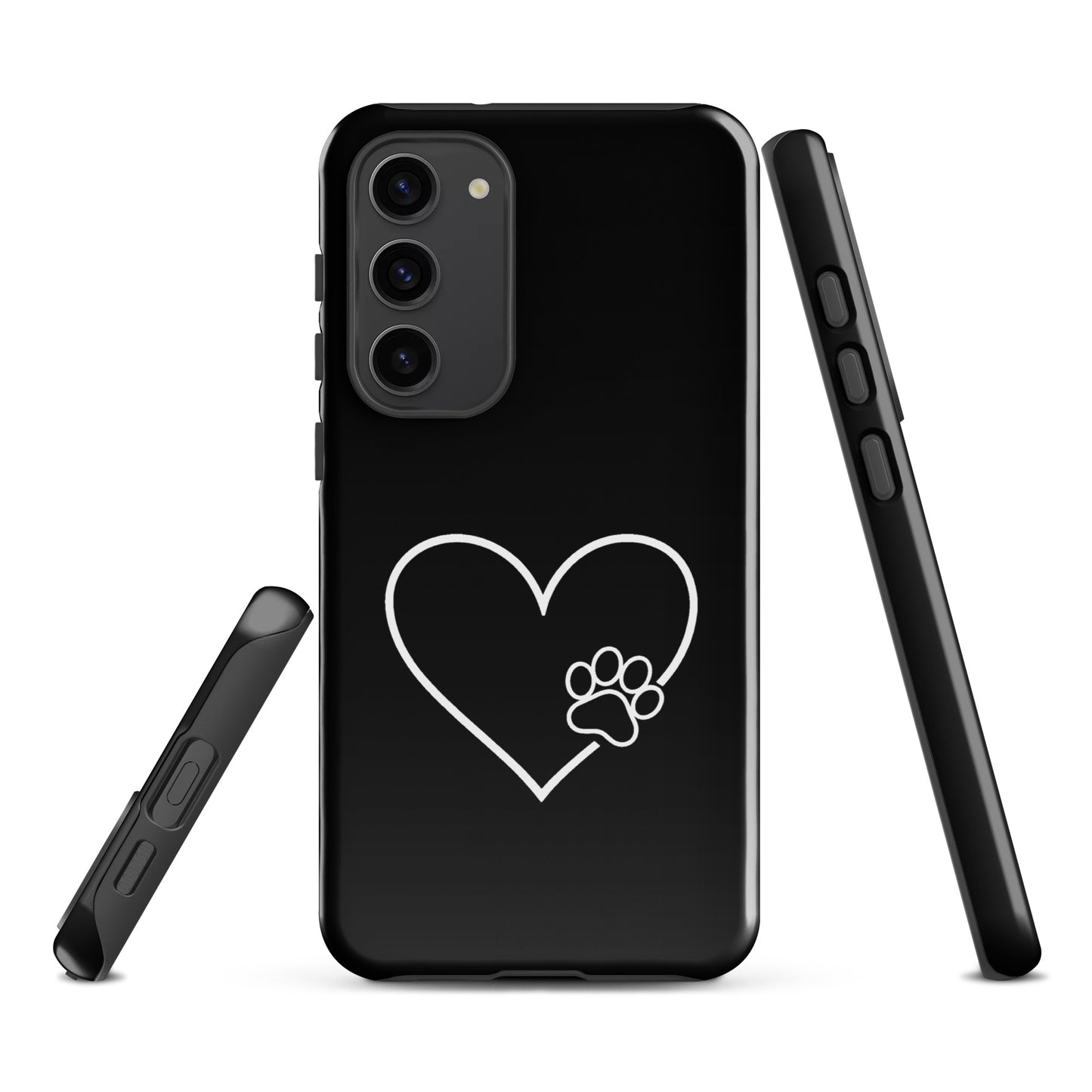 Phone Case for Samsung Galaxy with elegant heart and paw print, combining style and protection for pet lovers.