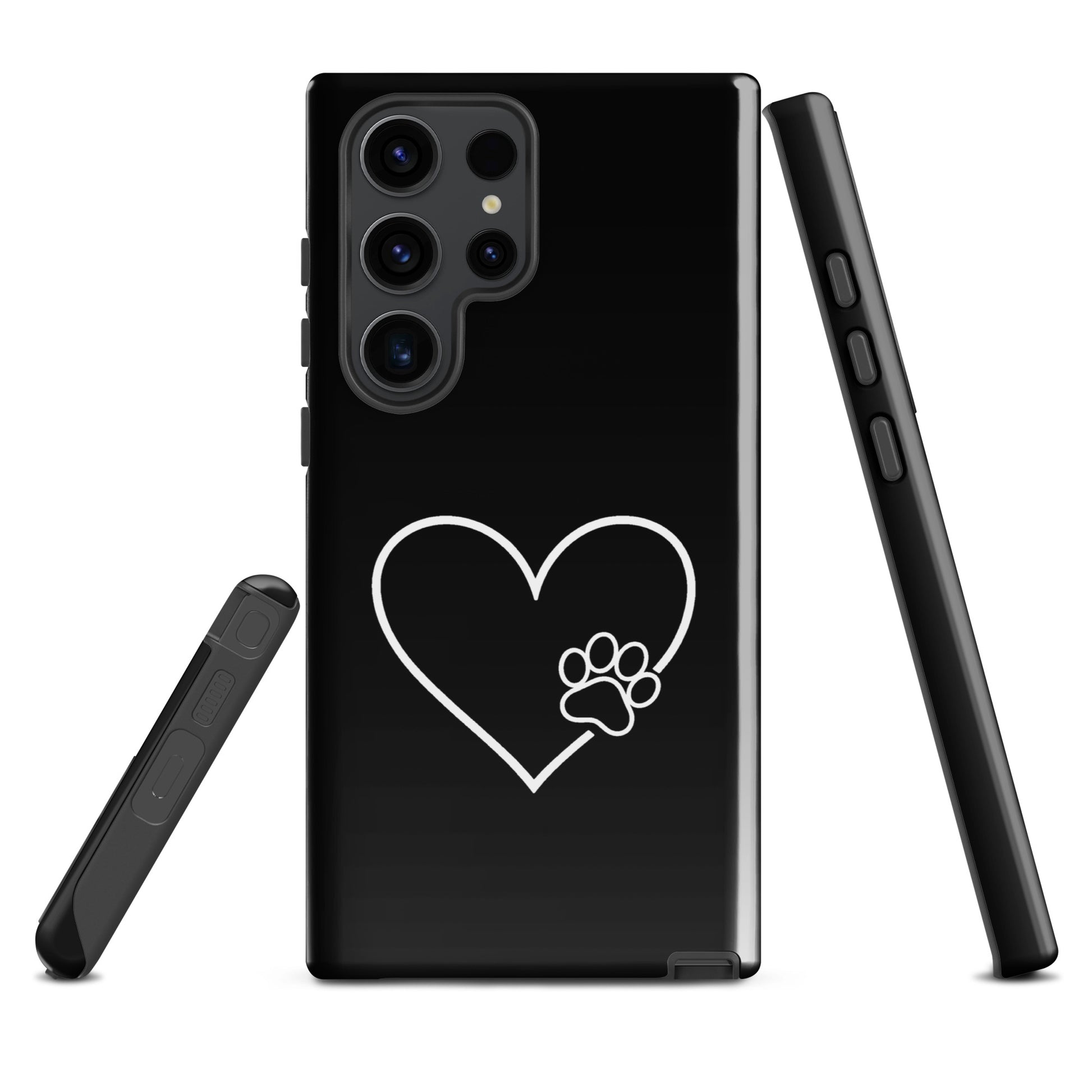 Phone Case for Samsung Galaxy featuring elegant heart and paw print design symbolizing love and loyalty for pet lovers.