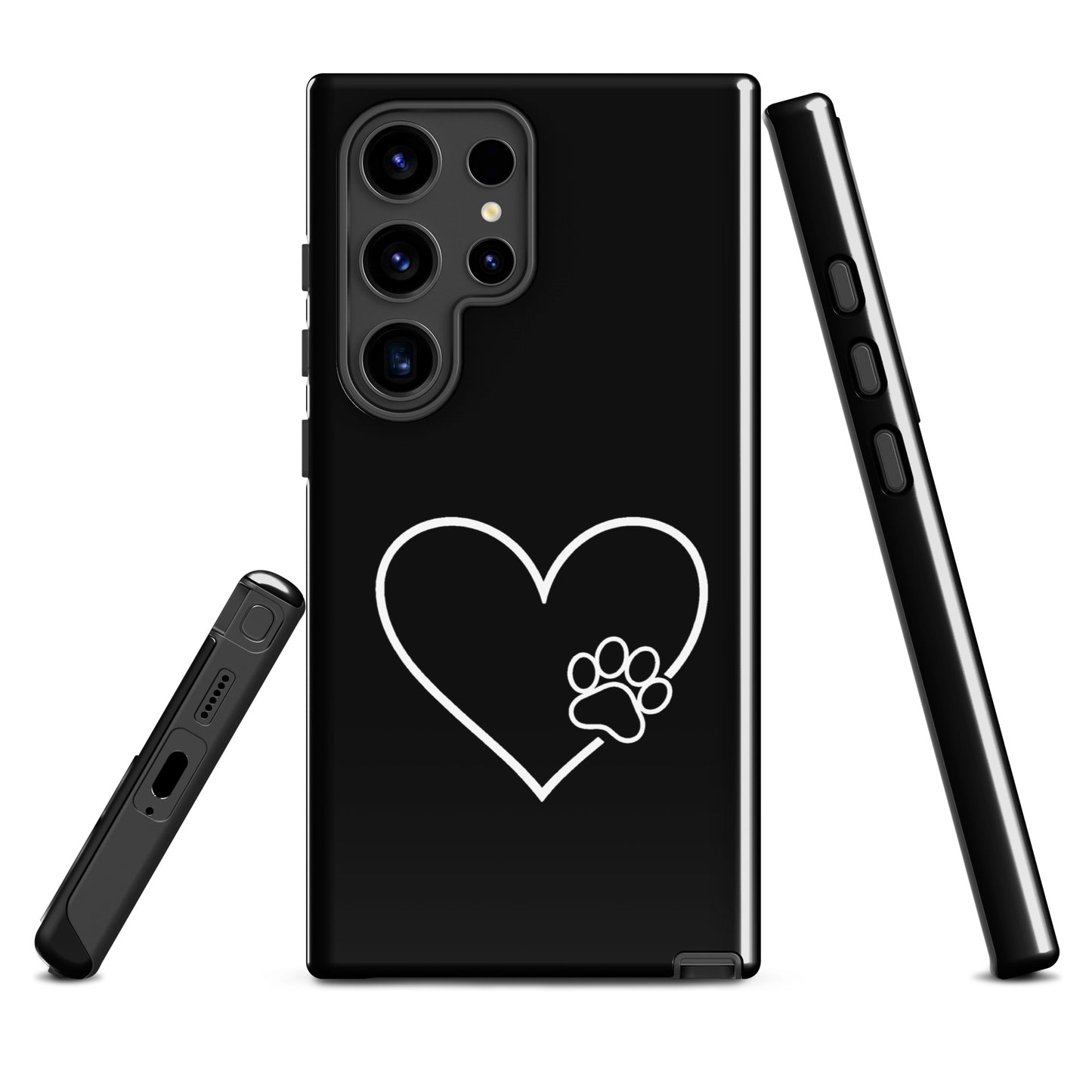 Phone Case for Samsung Galaxy featuring heart and paw print design, blending style and protection for pet lovers.