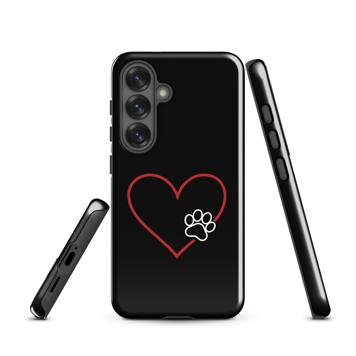 Phone Case for Samsung Galaxy with elegant heart and paw print design, blending style and protection for pet lovers.