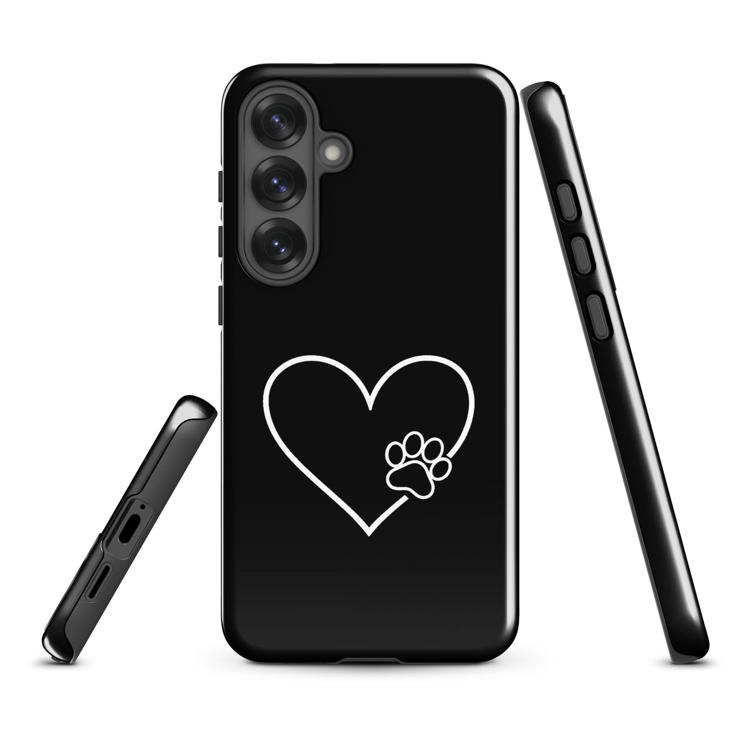 Phone Case for Samsung Galaxy with heart outline and paw print design, premium protection for pet lovers.