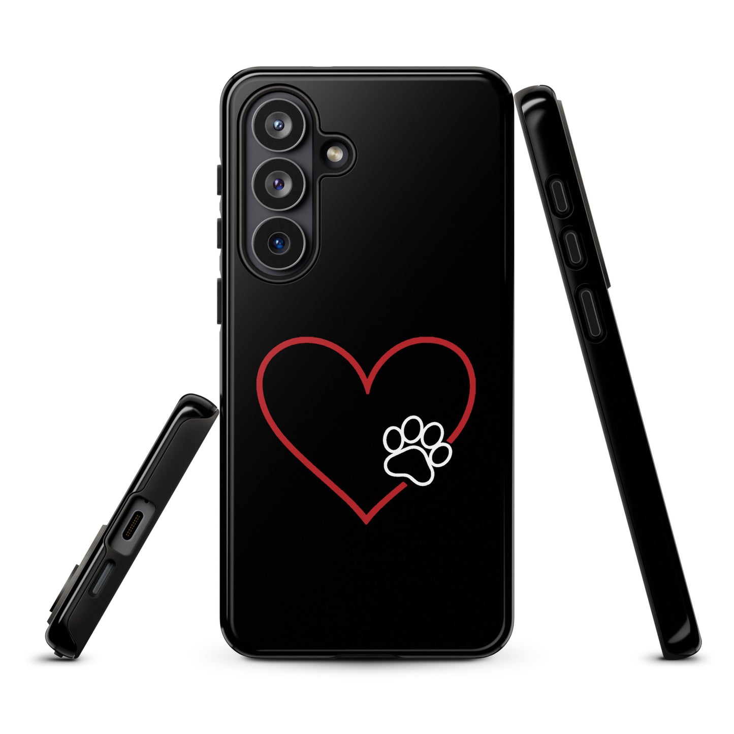 Phone Case for Samsung Galaxy with heart and paw print design, premium protection.