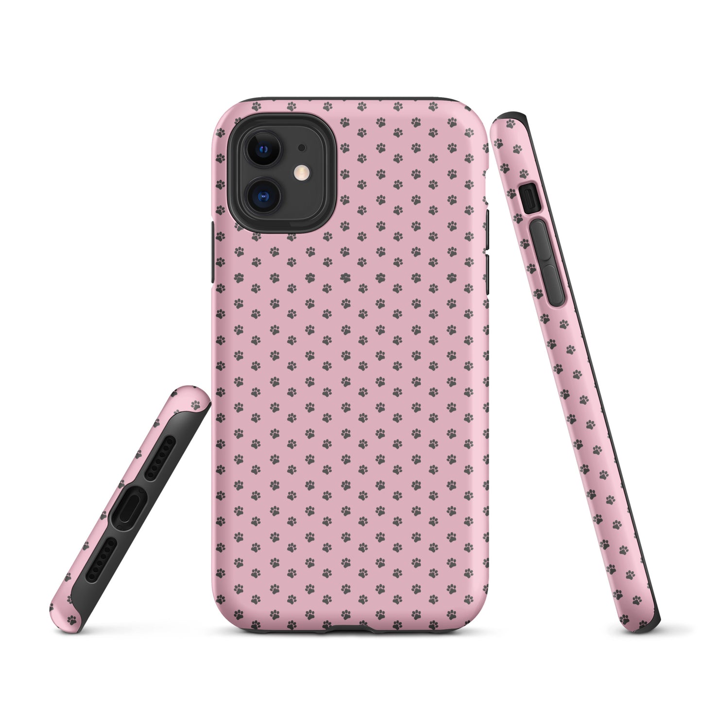 Phone Case for iPhone with pink and paw-print design, showcases playful charm and reliable protection.