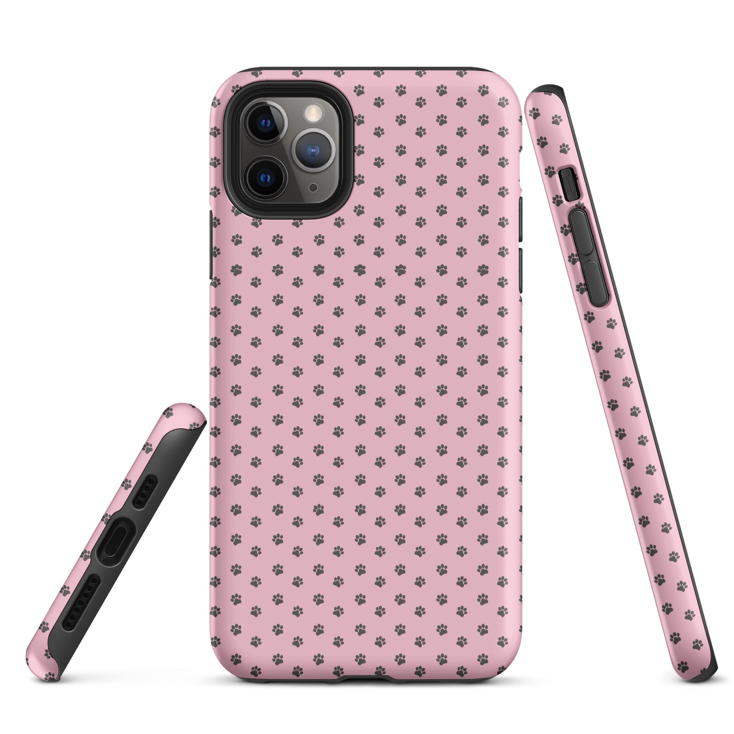 Phone Case for iPhone with pink paw-print design, showcasing playful and protective style.