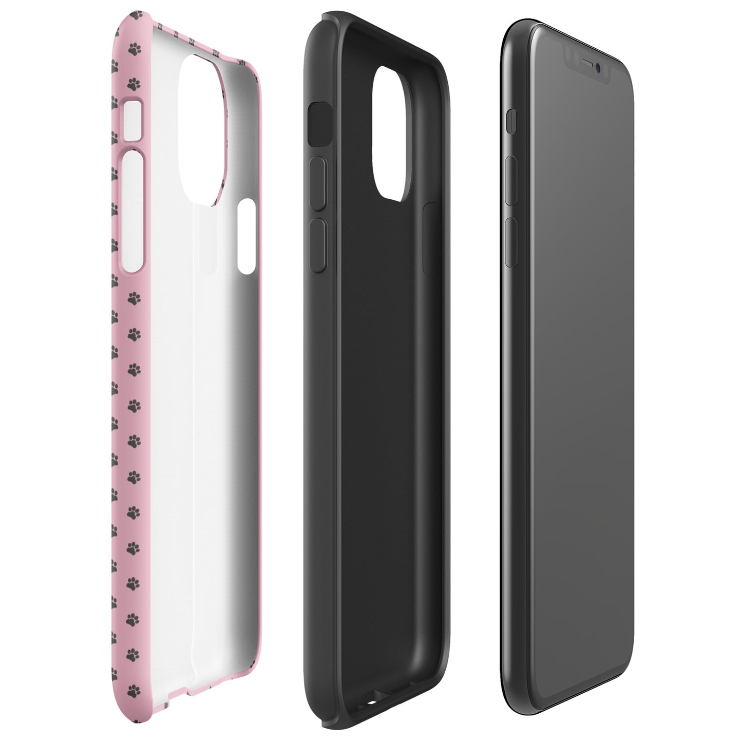 Phone Case for iPhone with paw print design, soft pink background, and playful protection.