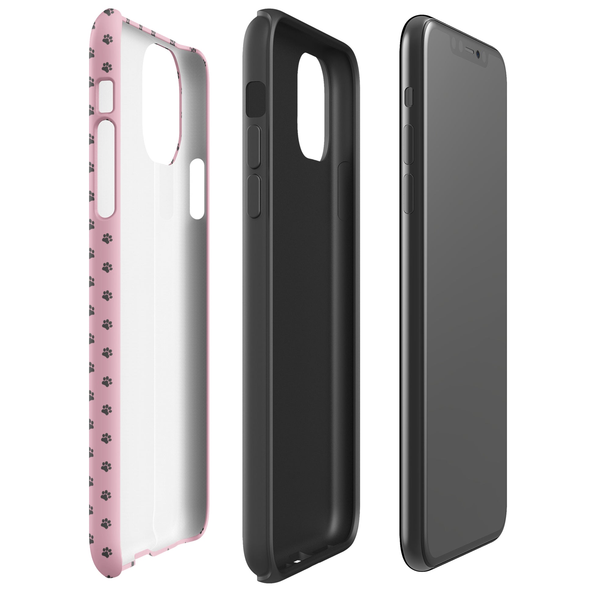Phone Case for iPhone with paw print design, soft pink background, and playful protection.