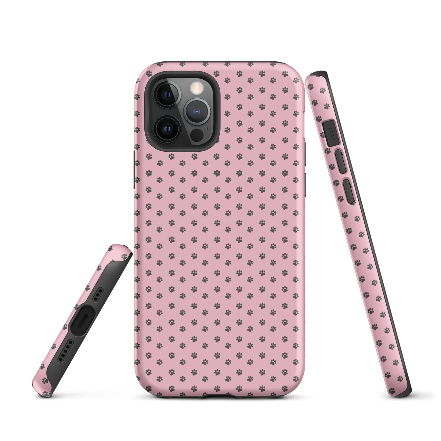 Phone Case for iPhone with pink background and paw print design, showcasing playful protection and adorable charm.