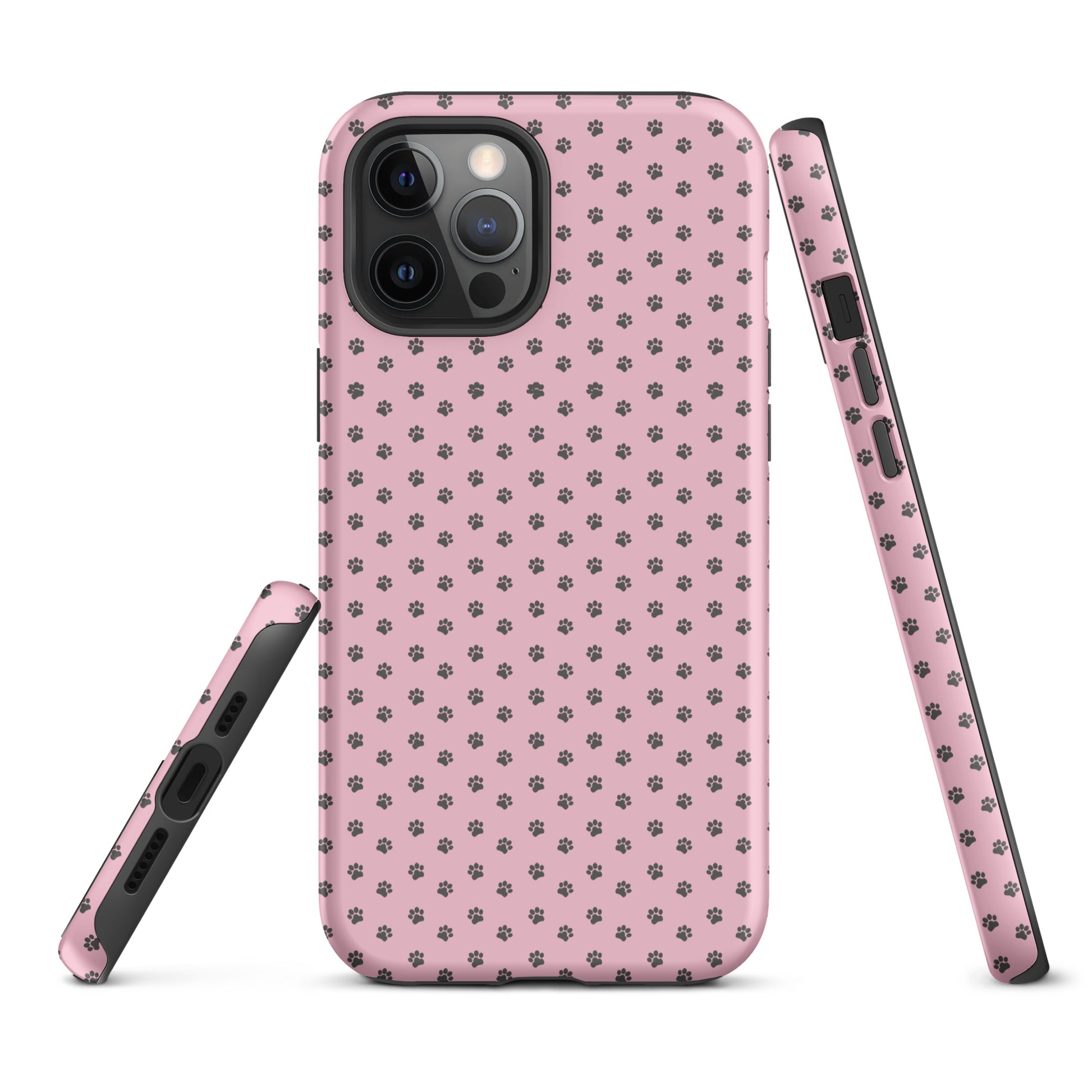 Phone Case for iPhone with paw print design on pink background, offering playful protection and charm.