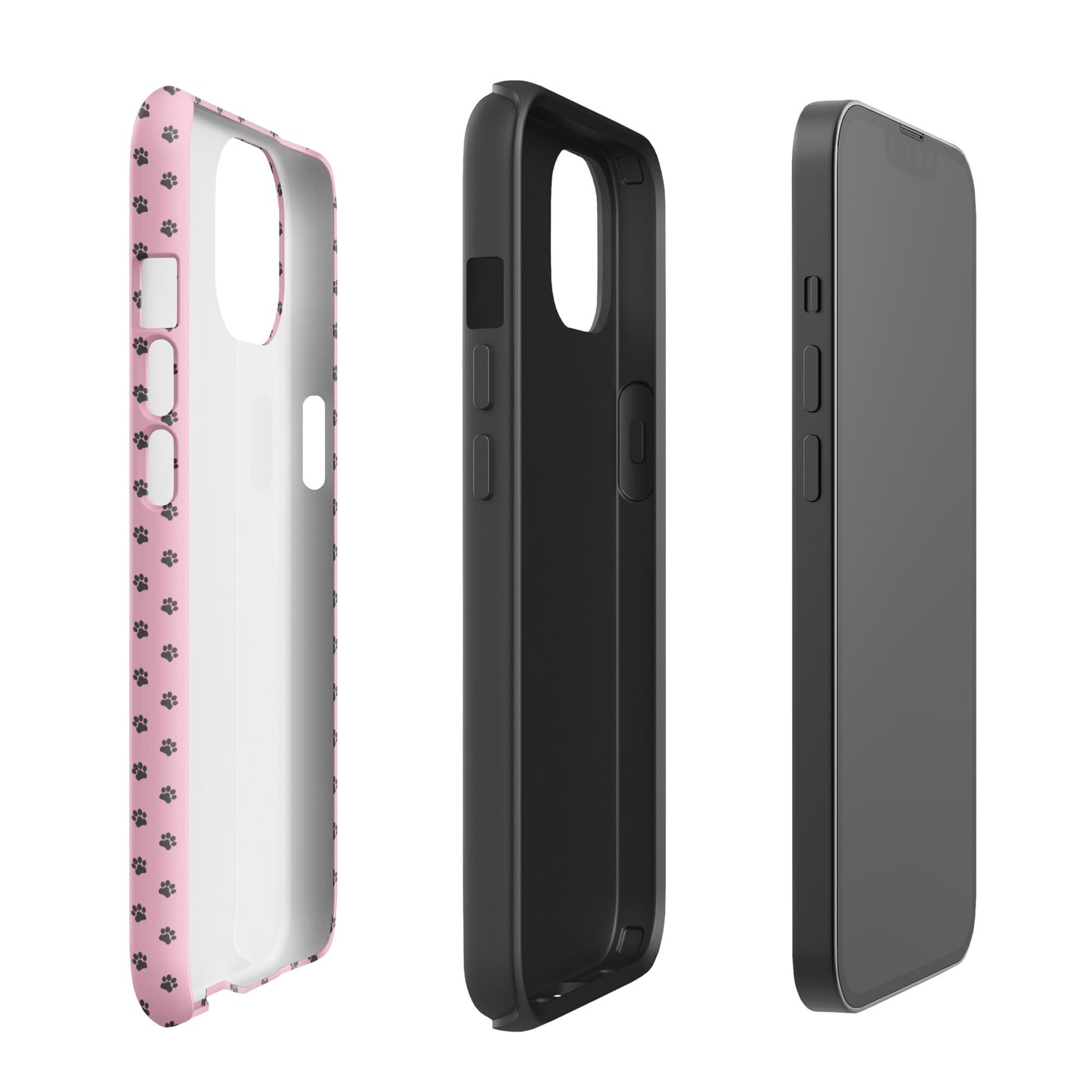 Phone Case for iPhone with pink paw-print design and durable protection
