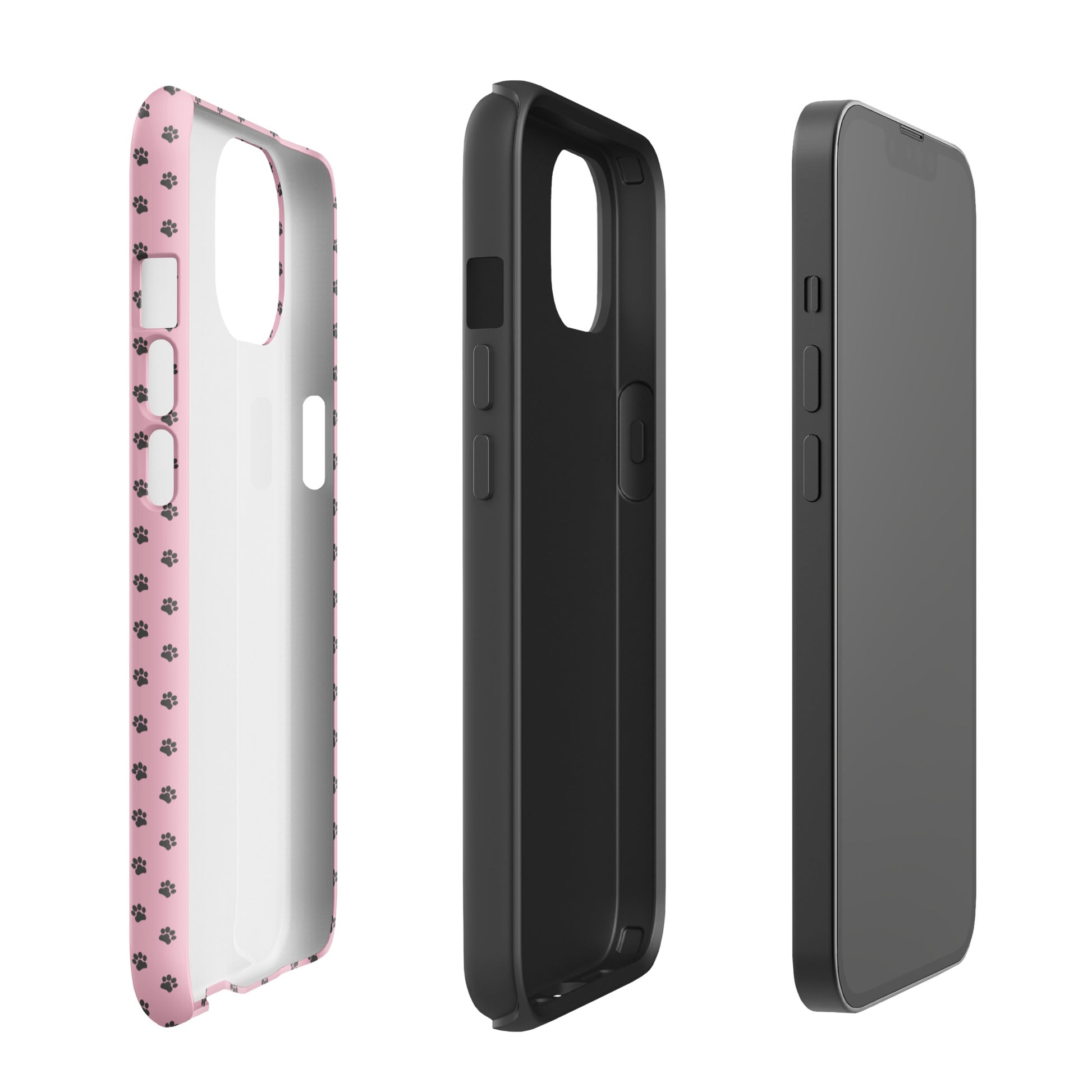 Phone Case for iPhone with pink paw-print design and durable protection