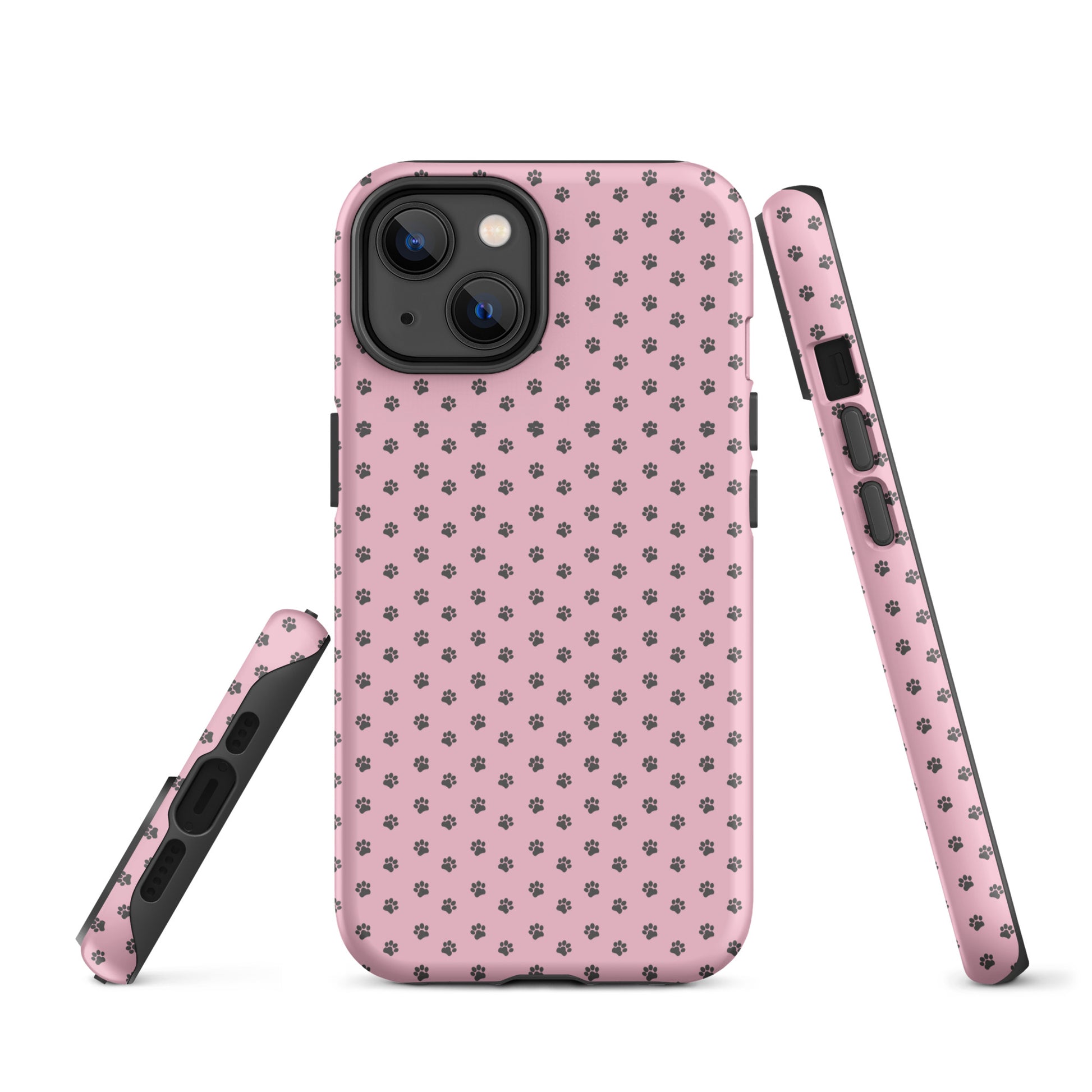 Phone Case for iPhone with paw-print design on pink background, offering playful protection.