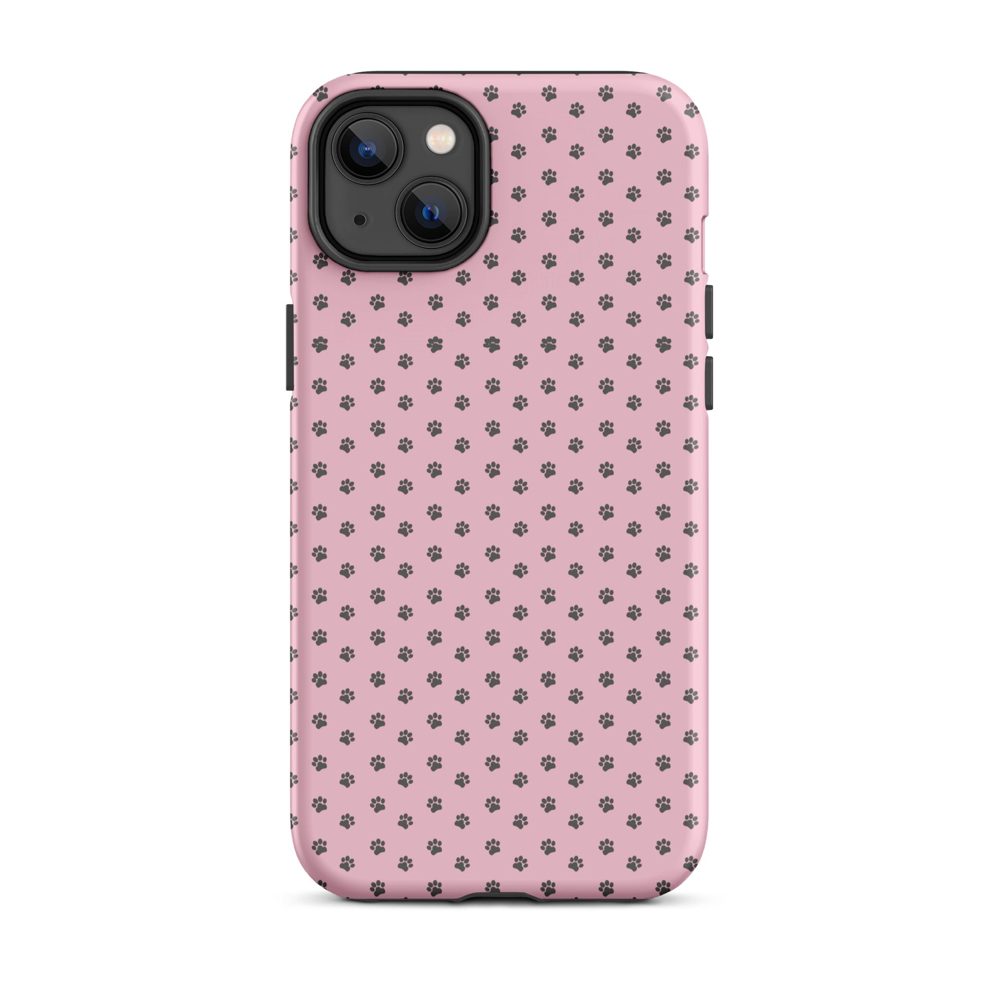 Phone Case with paw-print pattern on soft pink background for iPhone, offering playful protection for pet lovers.