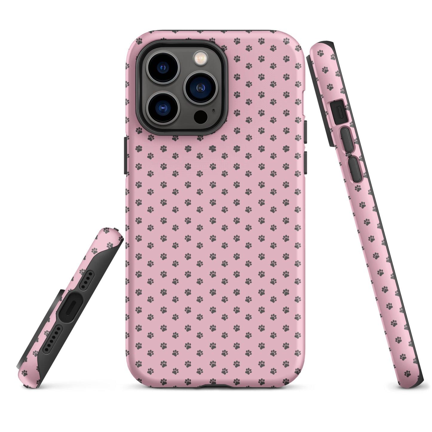 Phone Case for iPhone with pink paw-print design, offering playful protection and style.