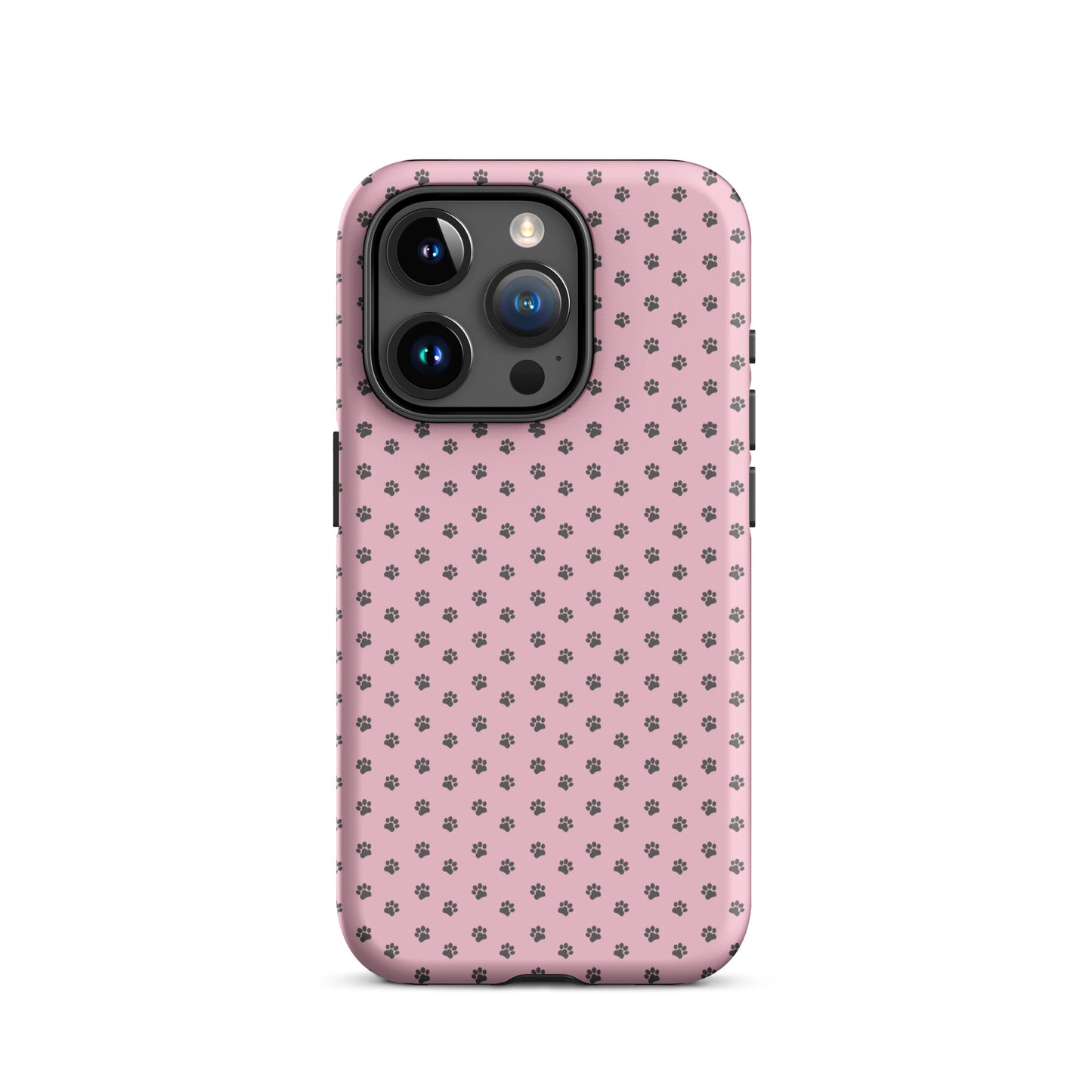 Phone Case for iPhone with pink paw-print pattern, playful and durable design for pet lovers.