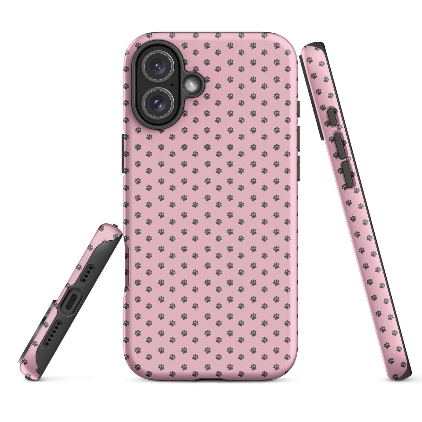 Phone Case for iPhone with paw-print design on pink background, featuring playful pet-loving style and durable protection.