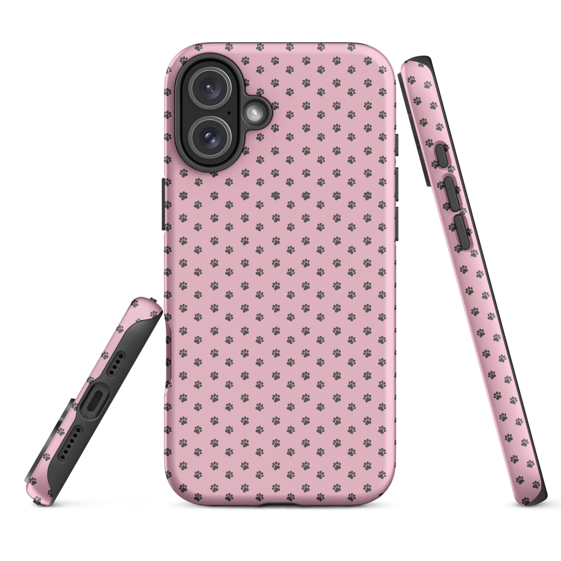 Phone Case for iPhone with paw-print design on pink background, featuring playful pet-loving style and durable protection.