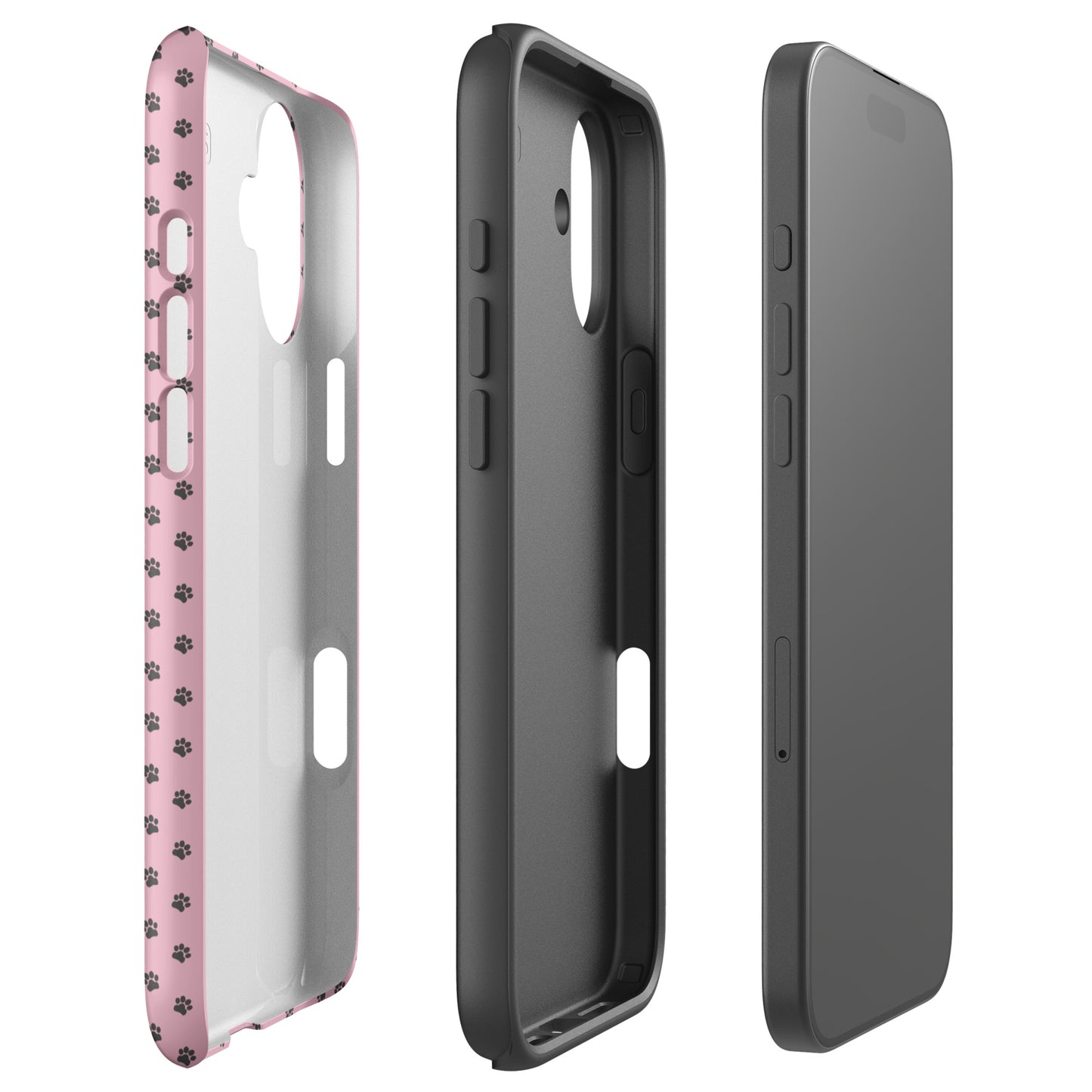 Phone Case with paw-print design on pink background, offering playful protection for iPhone.