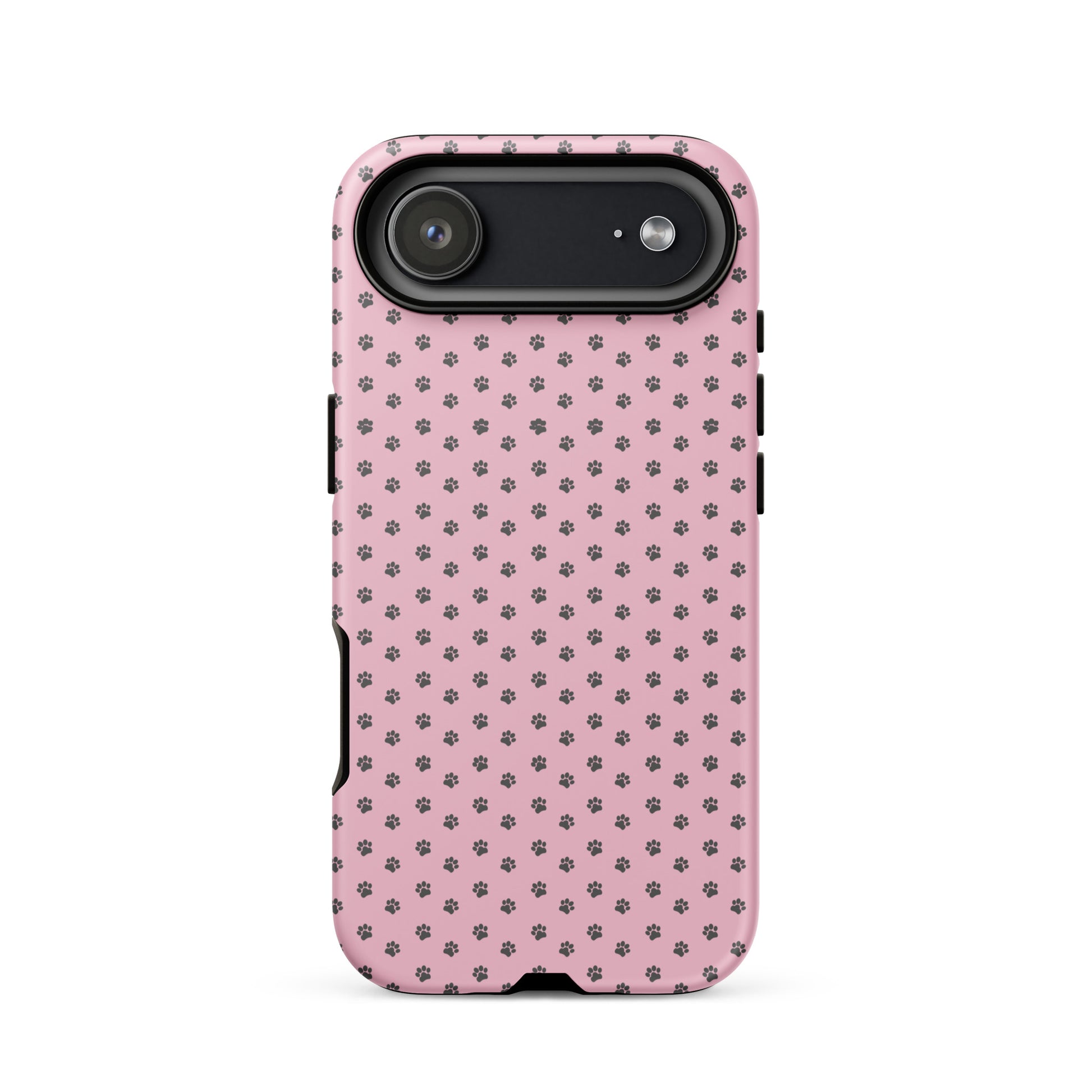 Phone Case for iPhone with pink paw-print design, offering playful protection and charm, ideal for pet lovers.
