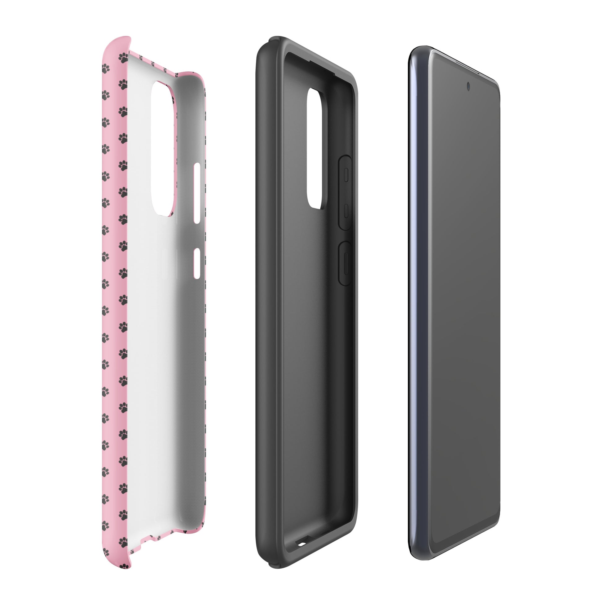 Pink paw-print Phone Case Samsung Galaxy with pet theme design.