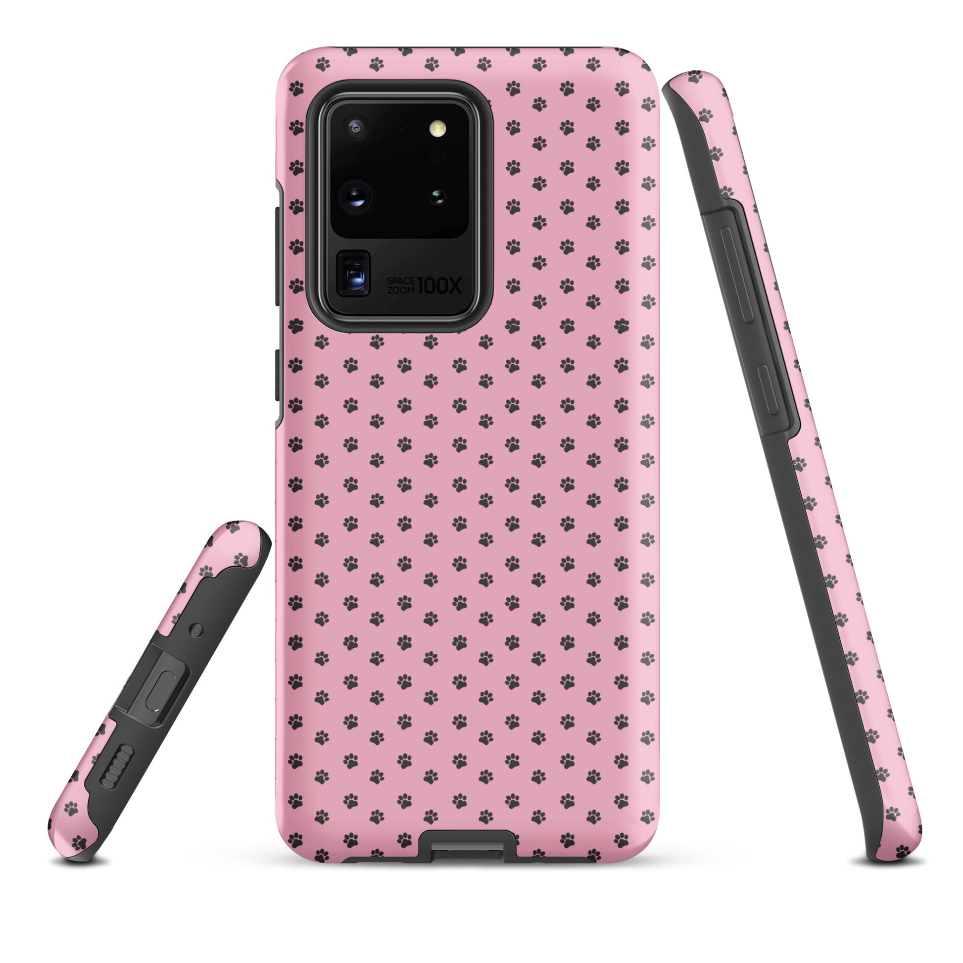 Phone Case Samsung Galaxy with playful pink paw-print design