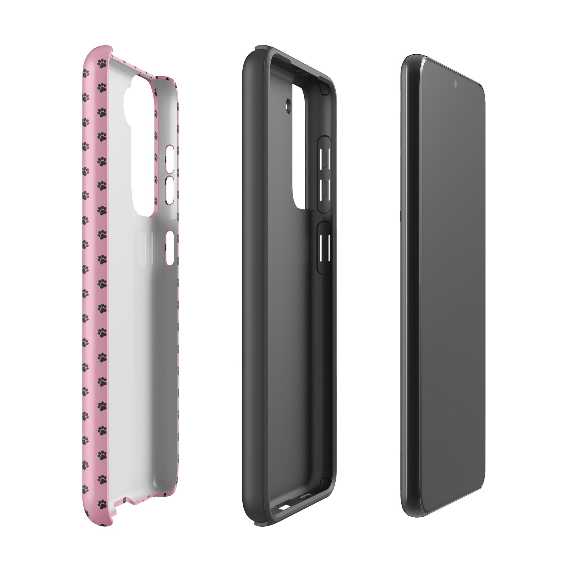 Phone Case Samsung Galaxy with paw-print design in pink, showcasing playful protection and style, perfect for pet lovers.