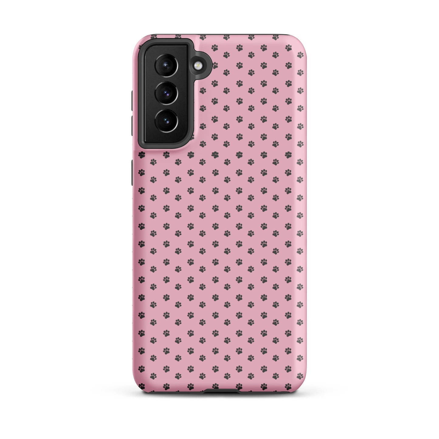 Phone Case Samsung Galaxy with paw-print design on playful pink background