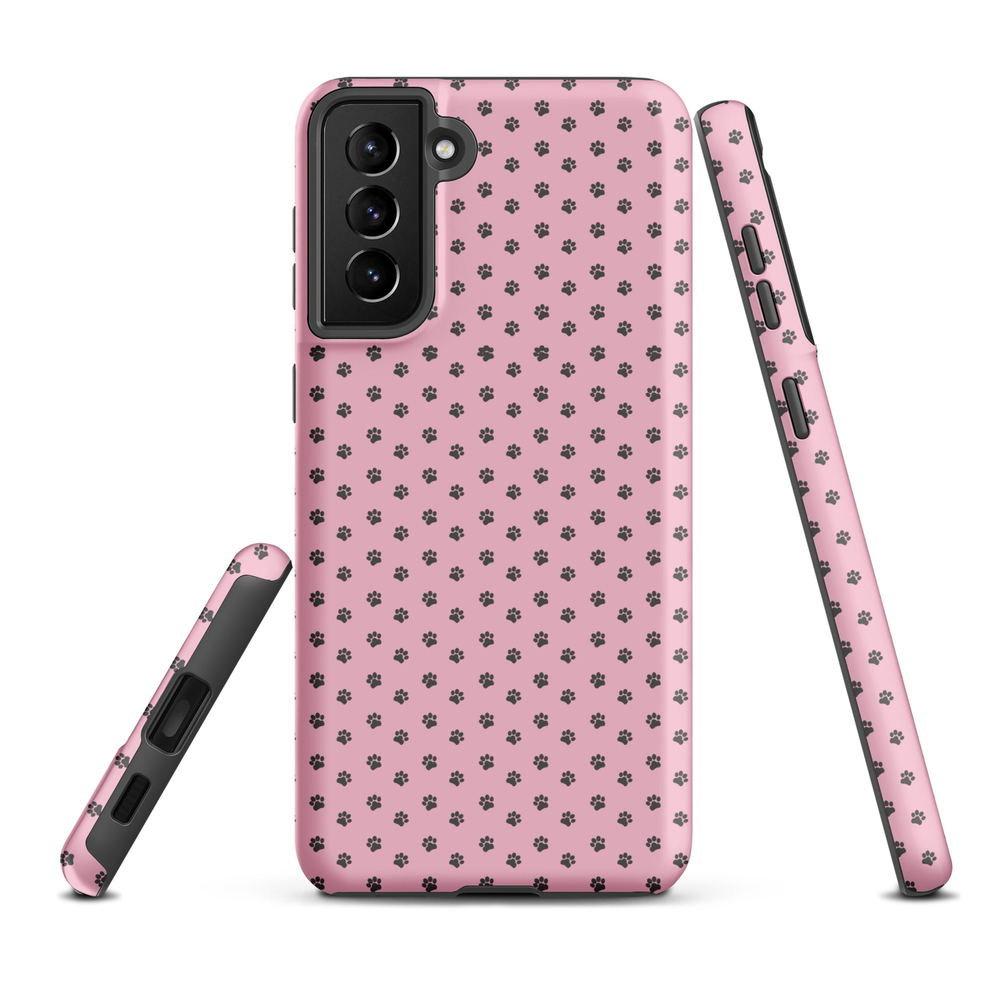 Phone Case Samsung Galaxy with playful pink paw-print design for pet lovers.