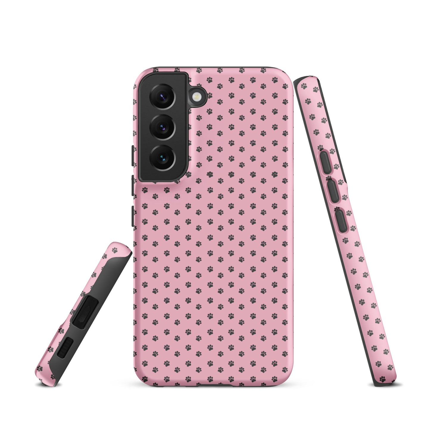 Phone Case Samsung Galaxy with pink paw-print design for playful protection.