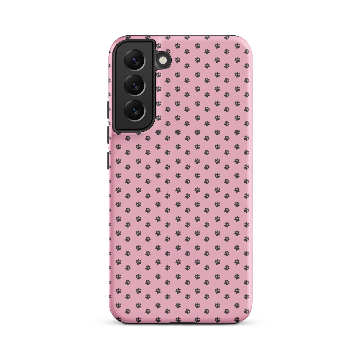 Phone Case for Samsung Galaxy with pink and gray paw-print design