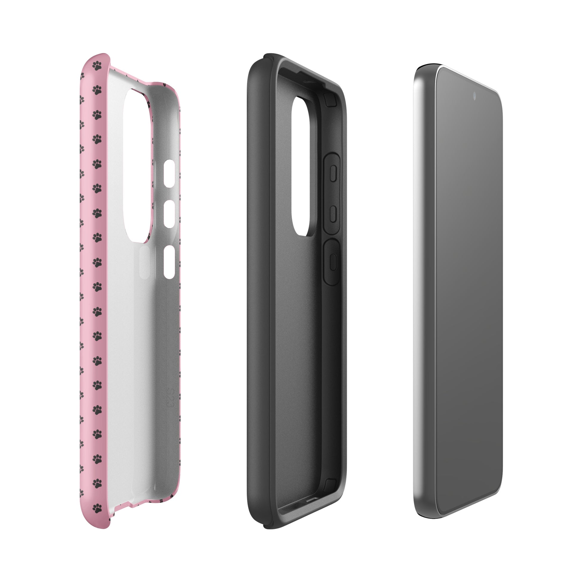 Phone Case Samsung Galaxy with pink paw-print design for stylish protection.