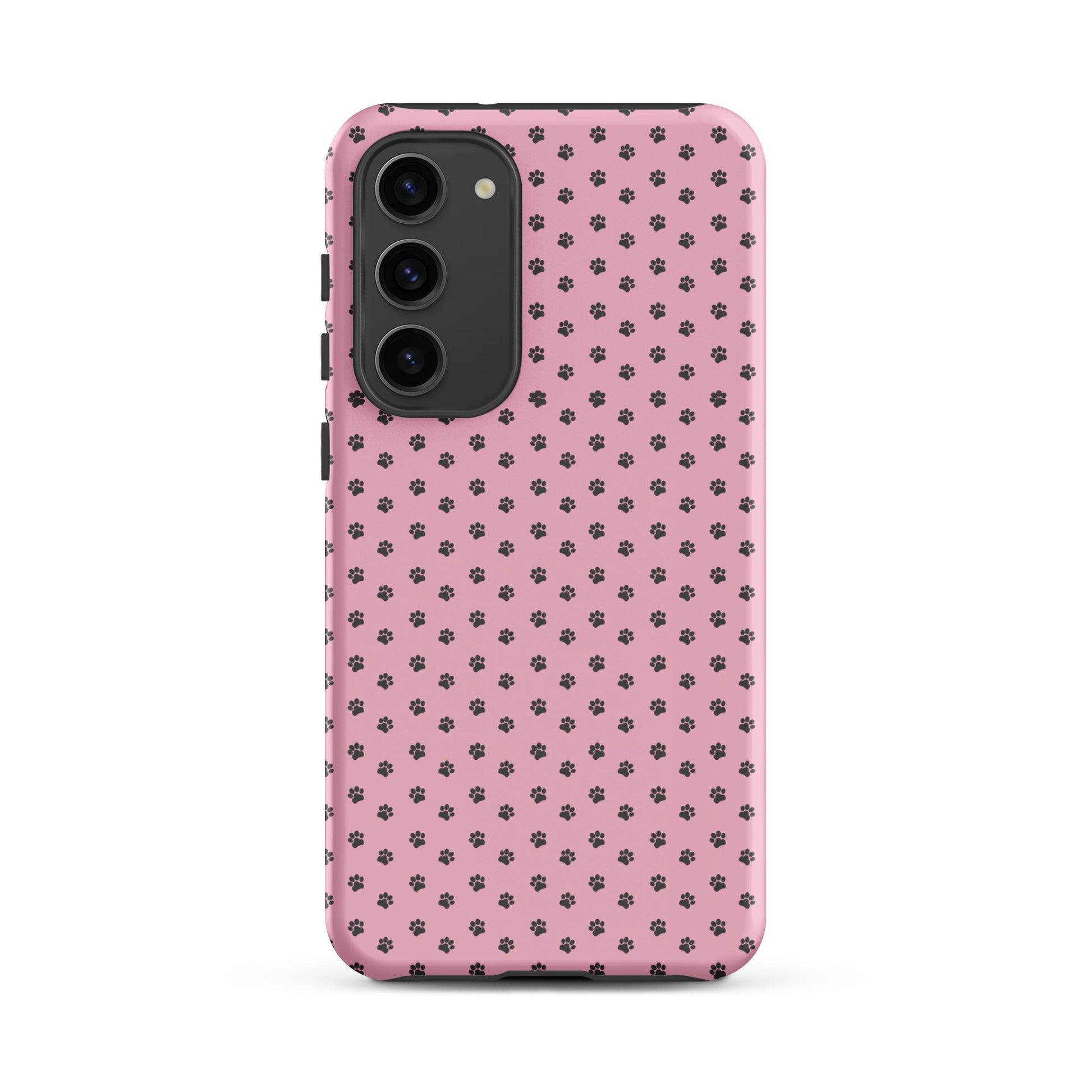 Phone Case for Samsung Galaxy with pink paw-print design, playful pink protection against scratches and drops.