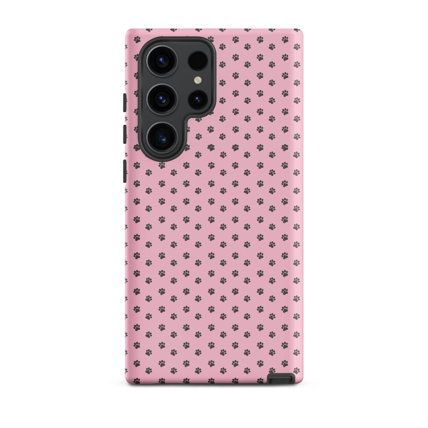 Phone Case Samsung Galaxy with pink paw-print design providing playful and cute protection.