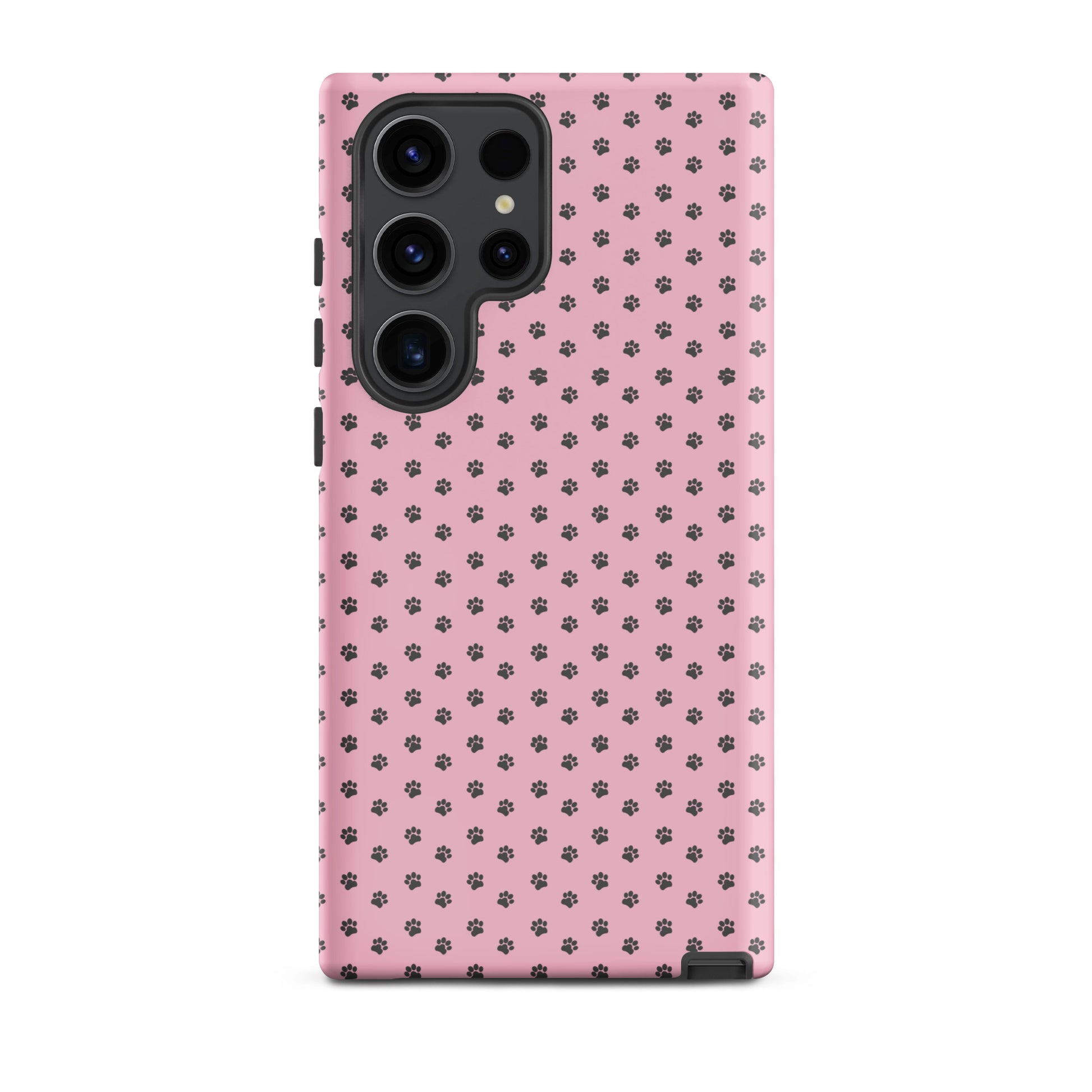 Phone Case Samsung Galaxy with pink paw-print design providing playful and cute protection.
