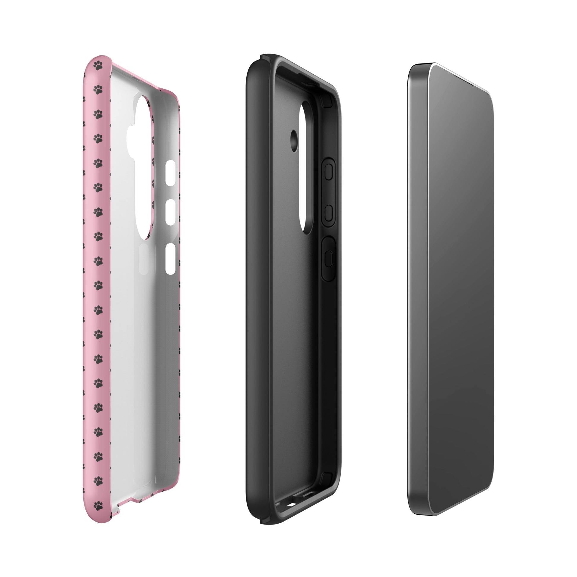 Phone Case Samsung Galaxy with playful paw-print design in pink, displaying durable protection for pet lovers.